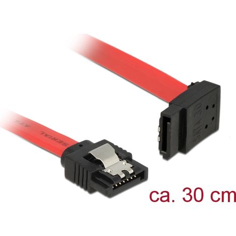 Delock cable sata 6 gb/s macho recto  sata macho acodado hacia arriba de 30 cm rojo metÃ¡lico
