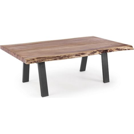 Table basse bois d'acacia et pieds acier gris Denia 115cm (1/5)