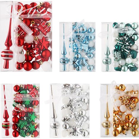 Boule De Noel - 34 Pièces En Plastique Incassable - Décoration Arbre De Noël 180 Cm - Pour Intérieur Et Fêtes (1/5)