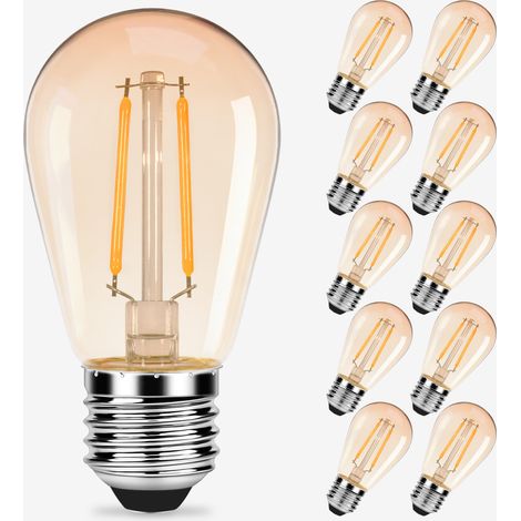 Lot 10 Ampoules Led Filament Ambrée E27 Dimmables pour Guirlande Guinguette IP65 (1/4)