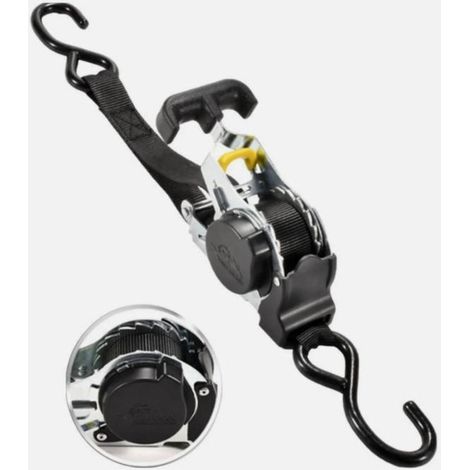 Sangle d’arrimage automatique à cliquet lot de 2, sangle cargo rétractable 3,3 m, fixation de chargement robuste 680 kg pour véhicule et bagages (1/5)