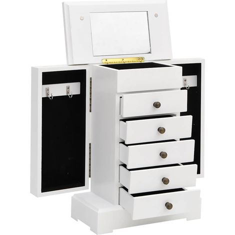 Schmuckkasten mit Spiegel MDF 25 x 13,5 x 34 cm