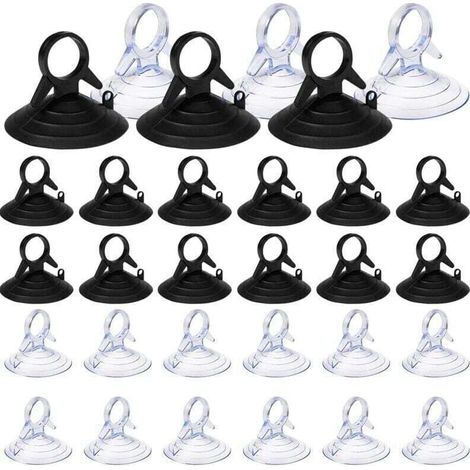 60 Pices Ventouse pare Soleil, 45mm Ventouse Sans Crochets Ventouse, PVC Ventouses Mini Ventouse Transparente et Noire Ventouse, Ventouse pour Vitre (1/4)