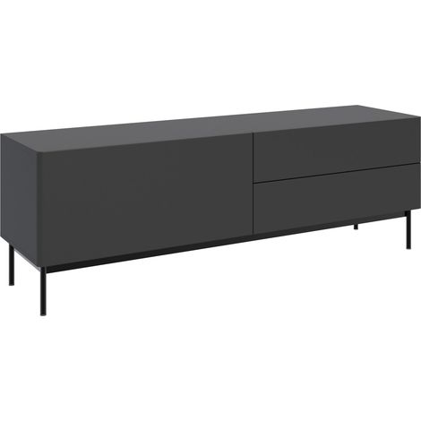 Selsey Olio - Mobile TV con un'anta a ribalta e 2 cassetti - 160 cm - nero (1/5)