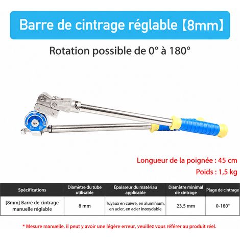 Cintreuse de tubes manuelle 8 mm 180° cuivre aluminium inox 100 kN acier inoxydable 8 100kn 10 × 10 × 10 cm 1 g – Livraison gratuite
