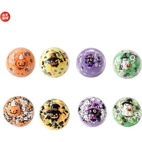 Balle anti-stress artisanale d'Halloween en forme de citrouille à retour lent, jouet sensoriel original haut de gamme pour adultes (1 pièce aléatoire) (1/2)