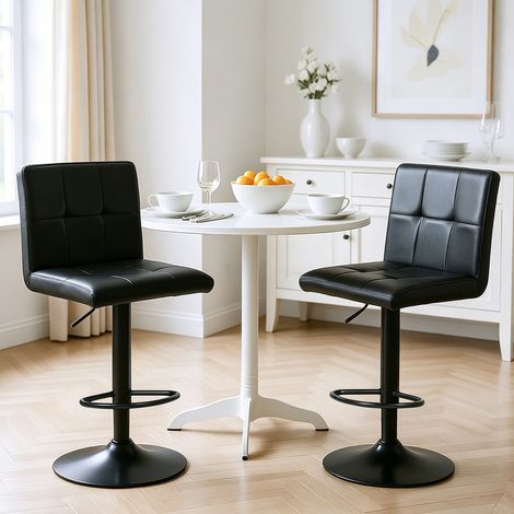 Barhocker Set mit 2, Kunstleder, drehbar, höhenverstellbar, mit Rückenlehne