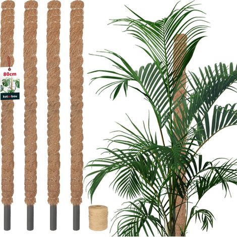 KOTARBAU® 4 pcs Tuteur Plante - Tuteur Coco - ⌀ 2.5 x 80 cm - Fibre de Coco - Tuteurs pour Monstera - Marron - pour Plantes Grimpantes (1/5)