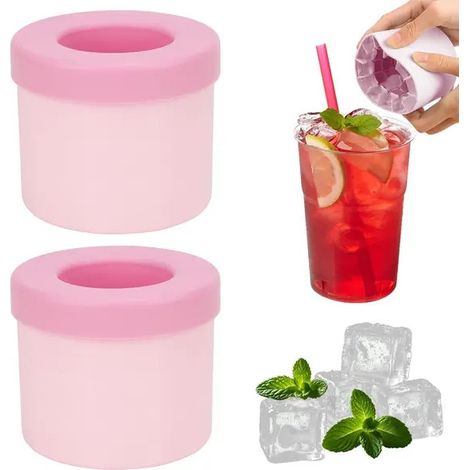 Moules à glaçonsLot de 2 moules à glaçons cylindriques en silicone rose, 40 glaçons (1/5)