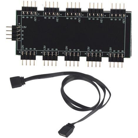 Câble d'extension pour hub RGB 10 canaux d'ordinateur, 12 V, 4 broches, bicolore (1/4)