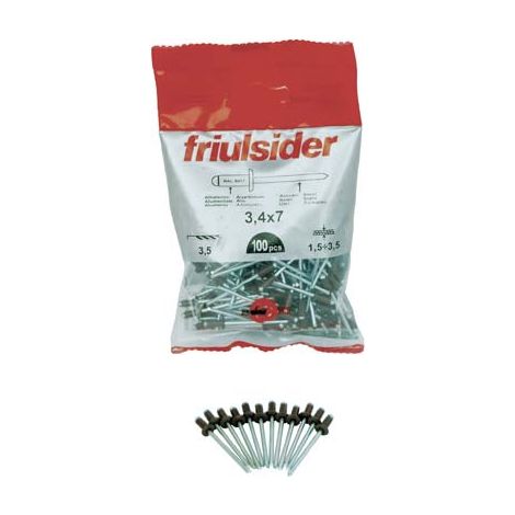 RIVETTO A STRAPPO ALLUMINIO TESTA MORO FRIULSIDER - MM 4,0X14 CF=PZ 100- 10 confezioni