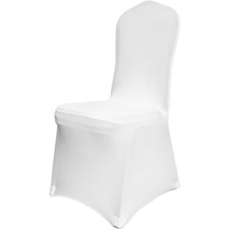 Couverture Housses de Chaise Mariage 5 Pieces Housse de Chaise Blanche Housse de Chaise Banquet pour Chaises sans Bras Polyester et Elasthanne Elastique Soiree Celebration Decoration (1/5)