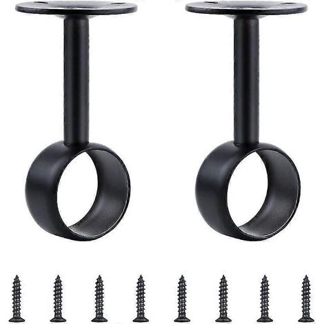 Lot de 2 supports de tringle à rideaux en acier inoxydable, diamètre intérieur 33 mm, noir, ladacea (1/5)