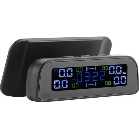Capteur de Pression Pneus Solaire TPMS avec Écran LCD, Horloge Température, Capteurs Externes pour Voiture, Surveillance Temps Réel (1/5)