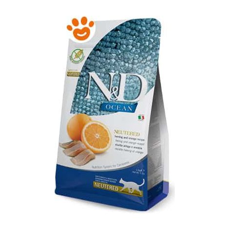 Farmina Cat N&ampD Ocean Prime Neutered Adult Aringa e Arancia  - Farmina Cat N&ampD Ocean Prime Neutered Adult Aringa e Arancia - Sacco Da 5 Kg