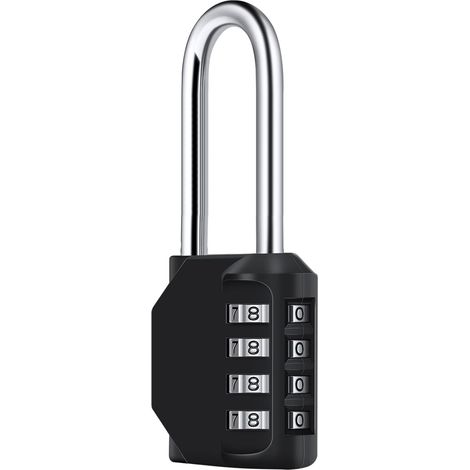 1 cadenas à combinaison noir, 6,7 cm de long, étanche, 4 chiffres