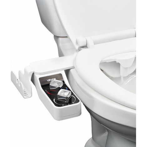 VEVOR Pulverisateur Bidet Non Electrique, Accessoire pour Bidet Toilette Ultra Fin de 7 mm, Pression deEau Reglable, Doubles Buses Retractables, Eau Chaude et Froide, pour Lavage Arriere et Feminin (1/5)