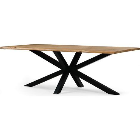 Table à manger 260 x 110 cm Olivia acacia pied métal