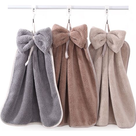 Ensemble de 4 nappes avec nœud, en microfibre velours corail. (1/5)