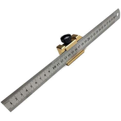 Jauge de marquage 30 cm, Trusquin à mortaise Règle de travail du bois avec bloc de positionnement (1/5)