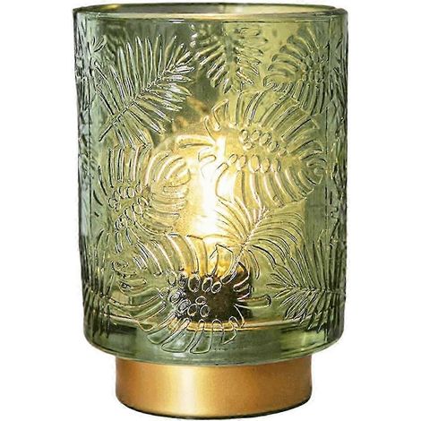 Petite lampe à piles - Lampe portable sans fil pour la décoration intérieure, lampe de table en verre vert jade au design esthétique. (1/5)