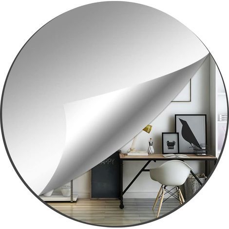 Miroir Rond 30cm Miroir Mural Grand Miroir Adhesif Mural Acrylique Miroir Rond Mural Flexible Miroir Mural Adhesif Miroir Autocollant pour Salle de Bain, Chambre, Salon