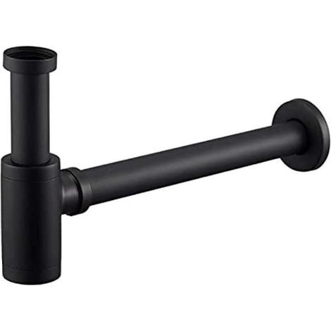 Siphon de Lavabo Noir Universel Tube Siphon de Lavabo Siphon en Acier Inoxydable 1 1/4 x 32mm Salle de Bain Siphon Évier Métal Siphon à Tube Siphon à Tube Syphon Lavabo Reglable Anti Odeur (1/5)