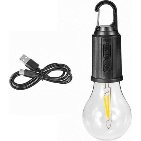 Lampe De Camping Rétro - Filament Tungstène 2700K - éclairage Tente Et Terrasse - Recharge USB 2000mAh (1/5)