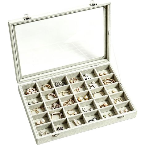Ohrstecker-Organizer,30-Fächer-Schmuck-Organizer - Schmuck-Display-Box,Für Frauen Mädchen Damen Sammlerinnen Mütter Schlafzimmer Zuhause Wohnung Handwerksmesse Messe Laden Boutique (1/5)