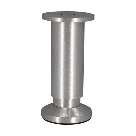 Pied de meuble cylindrique aluminium 38mm – Platine D.58mm – Hauteur réglable 120-140mm – Pour sols durs et meubles lourds – Cime