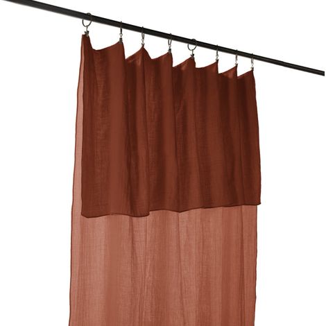 Rideau ajustable 140 x 300 cm double gaze de coton terracotta - PEPA (1/5)