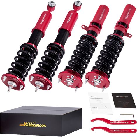 Maxpeedingrods – Amortisseurs combinés filetés pour BMW E60 5 série 2004-2010 – Réglage hauteur 25-75mm – Amortissement 24 niveaux – Support supérieur rotule