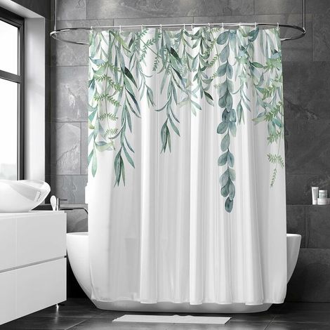 Shower curtain, green shower curtain for bathroom, extra long shower curtains with 12 hooks 72 x 78 inches (1/5)