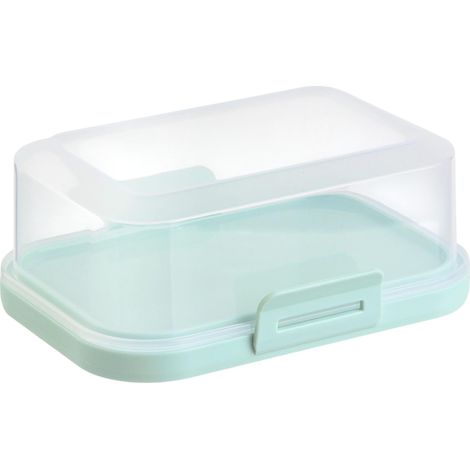 1 beurrier empilable avec couvercle et fermeture à clic, menthe/transparent, boîte en plastique, cloche à beurre, sans BPA, multi-usage, robuste (1/5)