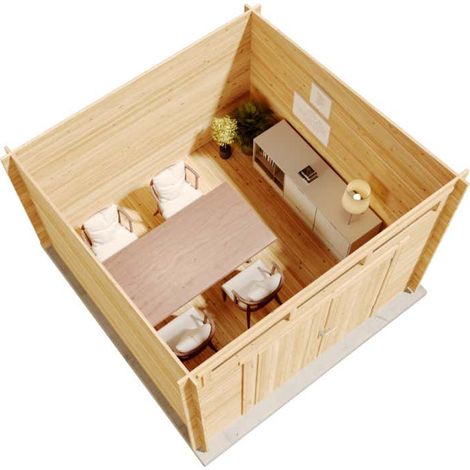 Alpholz Gartenhaus Modell Maria-Optima28 Gartenhaus aus Holz in Pinie, Holzhaus mit 28 mm Wandstärke, Blockbohlenhaus mit Montagematerial