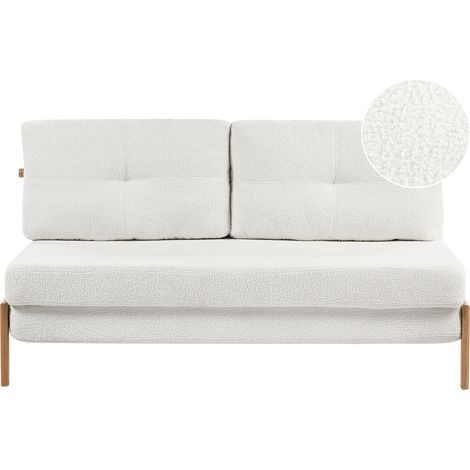 Sofá cama cojines 2 plazas estilo escandinavo tapizado en bouclé blanco Edland (1/5)