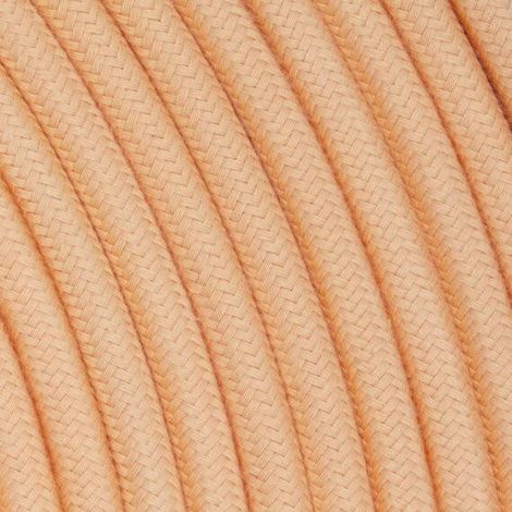 Fil Électrique Tissu Pêche Orange Pastel 3x0,75mm² - Câble Électrique Textile de Qualité
