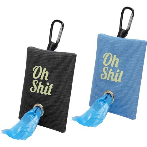 Scatola porta sacchetti per deiezioni canine (set da 2) - Tela leggera, apertura da 12 mm, peso ultraleggero di 25 g (nero e azzurro) (1/5)