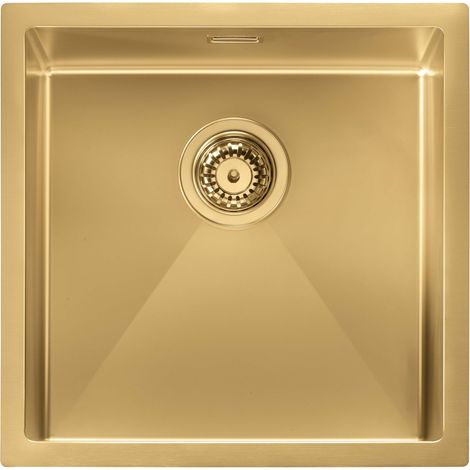 Lavello IRIDE MATT F3" 1 vasca ACCIAIO INOX Finitura: GOLD OPACO, incasso: slim, sottotop e filotop, 45X45 prof. 19 (1/2)