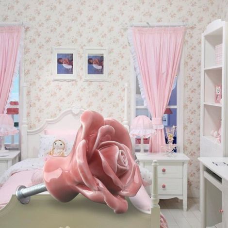 8pcs Poignée Bouton Rose céramique en couleur de rose pour meuble armoire placard commode Diamètre: 4cm. Hauteur: 3,2cm (1/4)