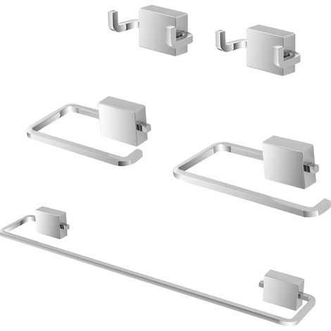 Set accessori a muro 5 pezzi in acciaio cromato e viti incluse Velvet (1/5)