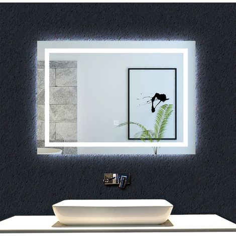 Aica Specchio da bagno a LED, 120x80cm, Disappannamento, Infinitamente Dimmerabile, Funzione Memoria, 3 Temperature di Colore (1/5)