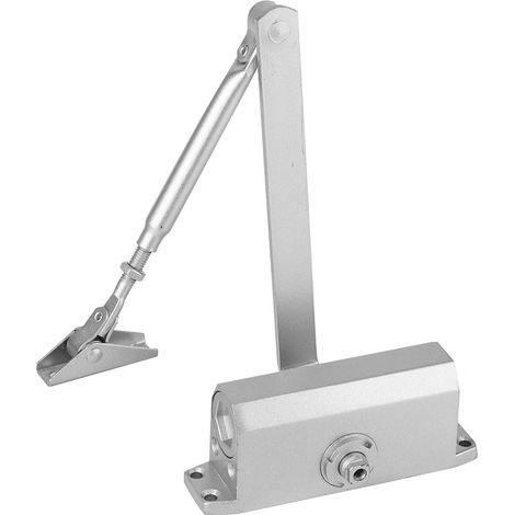 Ferme-porte coupe-feu, réglable, poids 25–35 kg, avec fonction de maintien de la porte ouverte, couleur argent. (1/5)