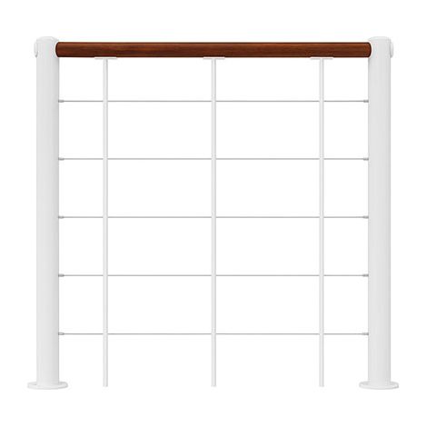 Ringhiera per scala dritta - Bianco - Acciaio termolaccato - Lunghezza 1m - Corrimano in legno - RE-I-SLM-BOIS-BN
