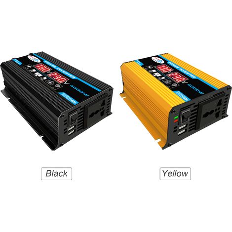 Onduleur à onde modifiée haute fréquence 4000W crête convertisseur 12V CC 220V CA chargeur auto avec double USB 2.1A pinces croco afficheur (1/3)
