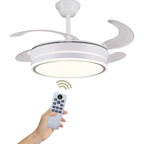 Ventilador de techo con luz LED 72 W regulable 3000K-6500K, 92 cm aspas retráctiles, motor DC silencioso, 6 velocidades y mando (1/5)