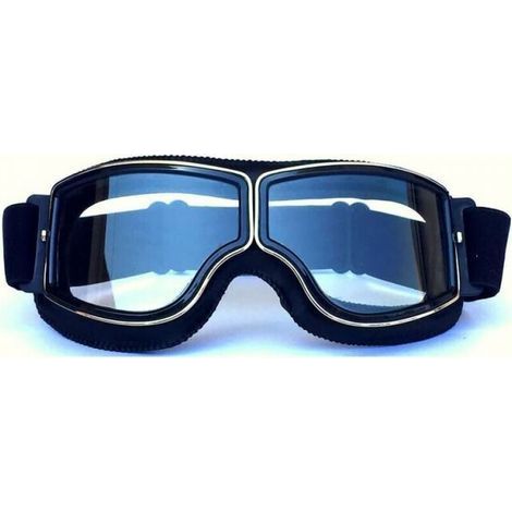 (Black Frame + Clear Lens) Motorcycle Goggles and Jet Protective Goggles Motorcycle Masks 18x8cm (1/5)