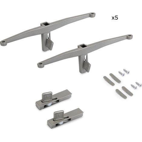 Emuca Set di mensole in legno, tavole in legno non incluse, verniciato grigio pietra, Zamak (1/3)