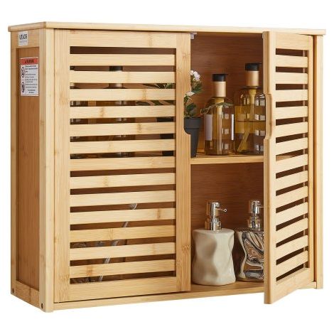 Armario de Pared para Baño con 2 Puertas y Estantes de Altura Ajustable, Ideal para Colgar sobre el Inodoro, Cocina, Baño o Lavadero, Resistente a la Presión y al Agua, 590 x 208 x 510 mm (1/5)