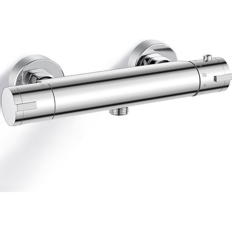 Mitigeur thermostatique de douche, robinet de douche thermostatique mural avec bouton de sécurité anti-brûlure à 38 °C Mitigeur thermostatique de douche Entraxe 150 mm - Chrome (1/5)